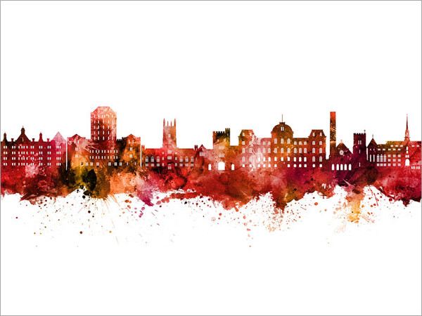 Poughkeepsie New York Skyline Cityscape Poster Art Print