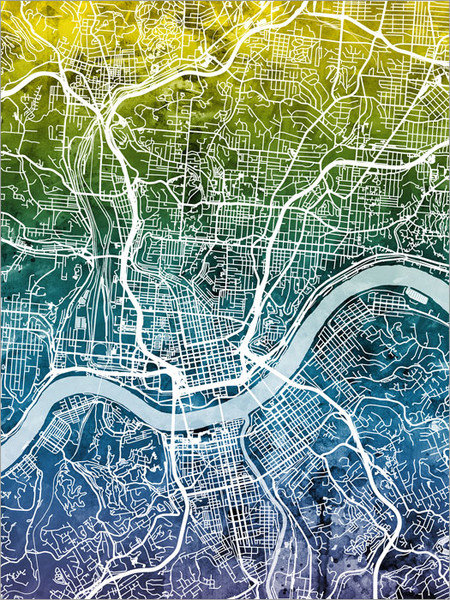 Cincinnati Ohio Map Poster Art Print