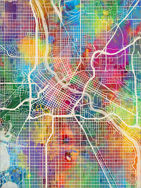 Minneapolis Minnesota Map Poster Art Print