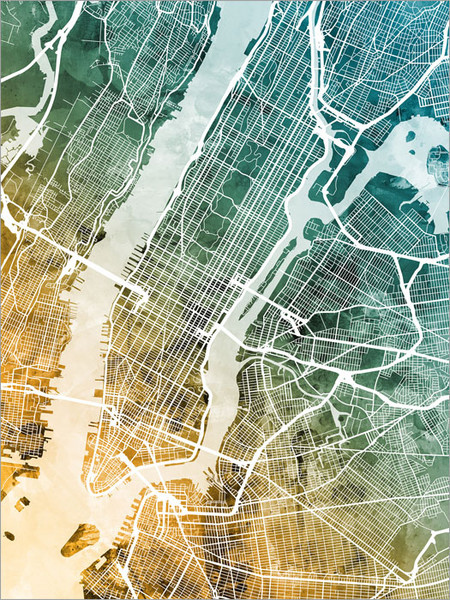 New York Map Poster Art Print