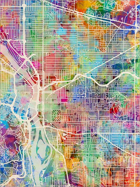 Portland Oregon Map Poster Art Print