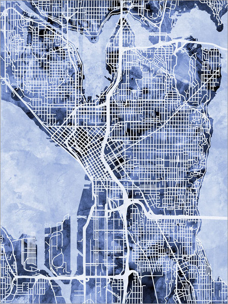 Seattle Washington Map Poster Art Print