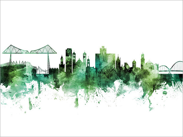 Middlesbrough England Skyline Cityscape Poster Art Print