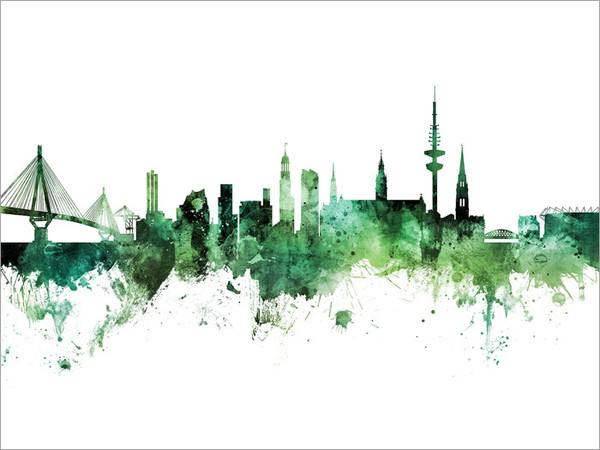 Hamburg Deutschland Skyline Cityscape Poster Art Print