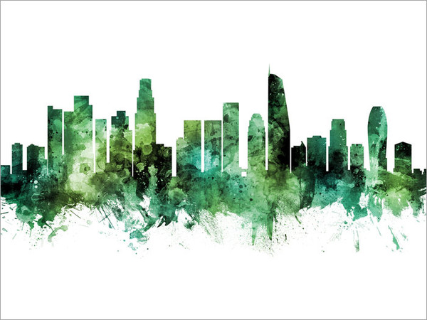 Los Angeles California Skyline Cityscape Poster Art Print