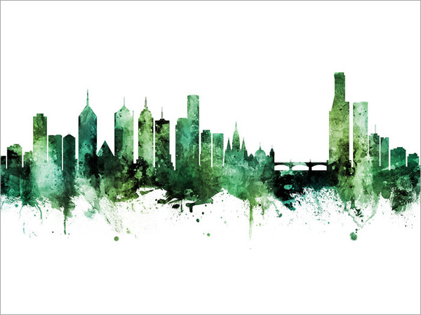 Melbourne Australia Skyline Cityscape Poster Art Print