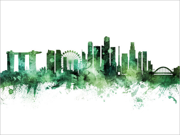 Singapore Singapore Skyline Cityscape Poster Art Print