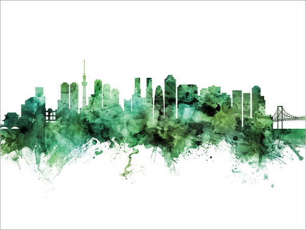 Tokyo Japan Skyline Cityscape Poster Art Print
