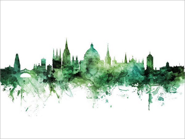 Oxford England Skyline Cityscape Poster Art Print