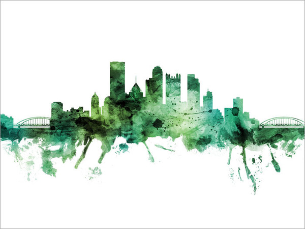 Pittsburgh Pennsylvania Skyline Cityscape Poster Art Print