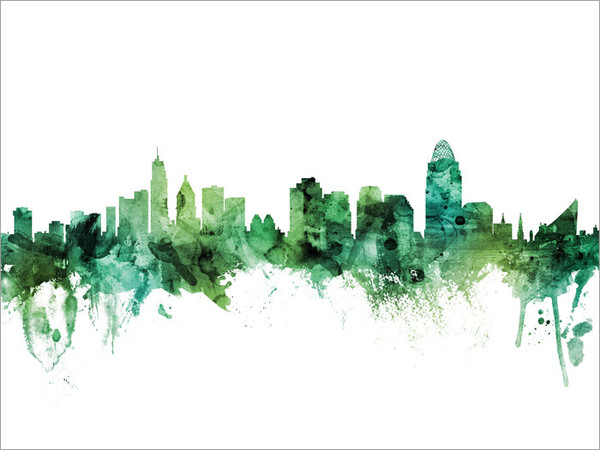 Cincinnati Ohio Skyline Cityscape Poster Art Print