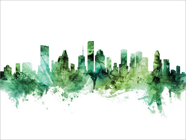 Houston Texas Skyline Cityscape Poster Art Print