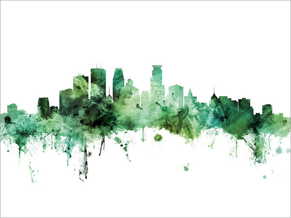 Minneapolis Minnesota Skyline Cityscape Poster Art Print