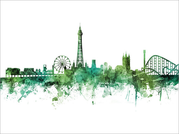 Blackpool England Skyline Cityscape Poster Art Print