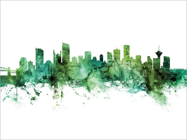 Vancouver Canada Skyline Cityscape Poster Art Print