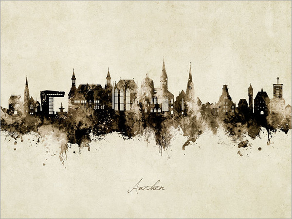 Aachen Deutschland Skyline Cityscape Poster Art Print