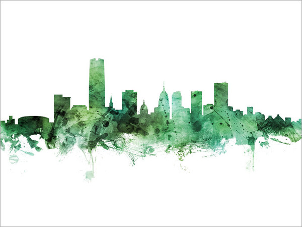 Oklahoma City Oklahoma Skyline Cityscape Poster Art Print
