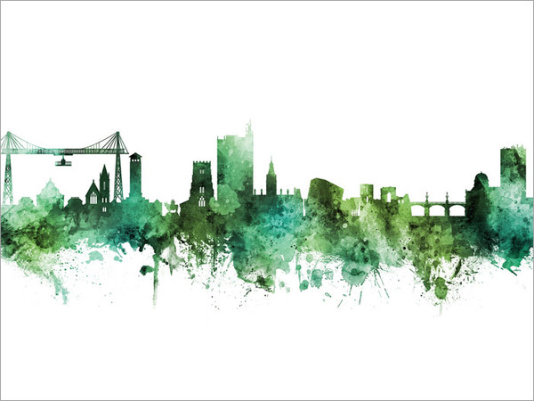 Newport Wales Skyline Cityscape Poster Art Print