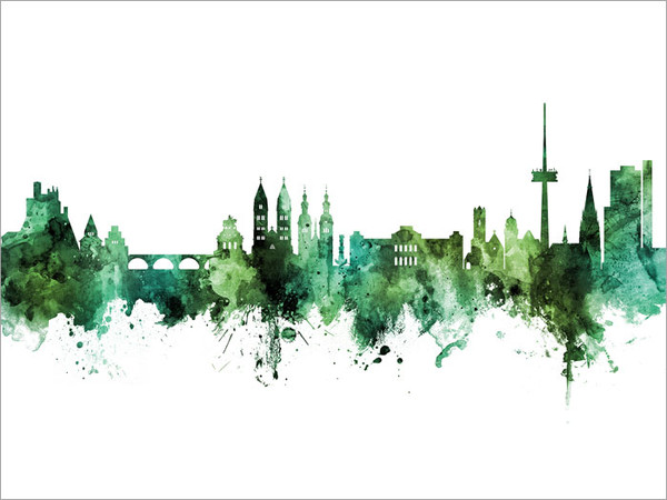 Koblenz Deutschland Skyline Cityscape Poster Art Print