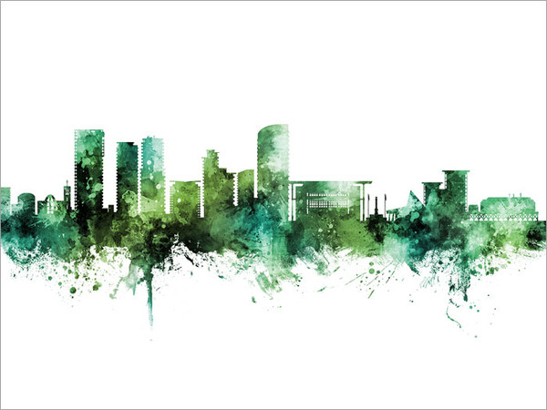 Darwin Australia Skyline Cityscape Poster Art Print