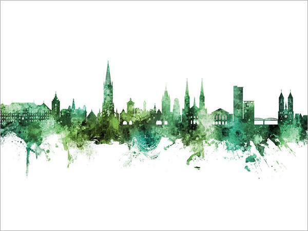 Freiburg Deutschland Skyline Cityscape Poster Art Print