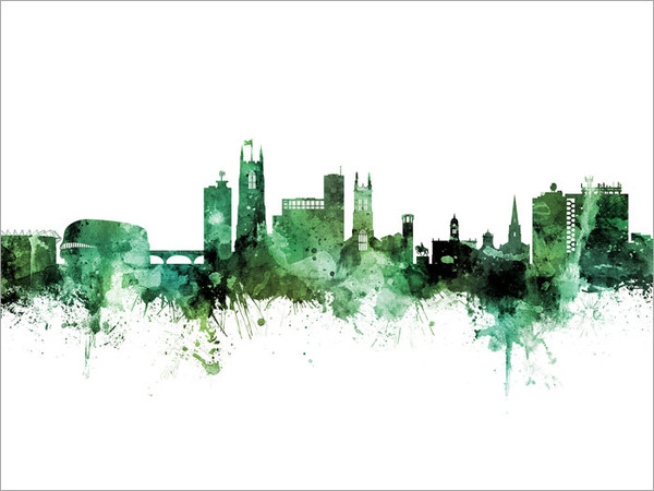 Derby England Skyline Cityscape Poster Art Print