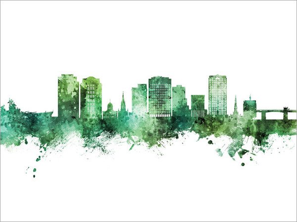 Norfolk Virginia Skyline Cityscape Poster Art Print