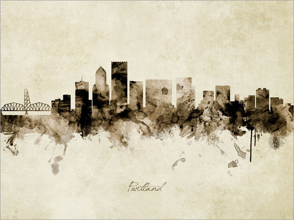 Portland Oregon Skyline Cityscape Poster Art Print