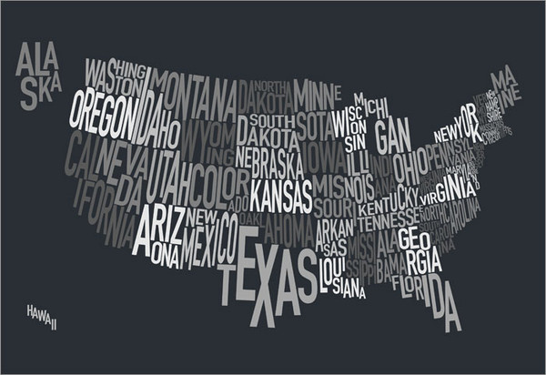 United States Map Poster Art Print