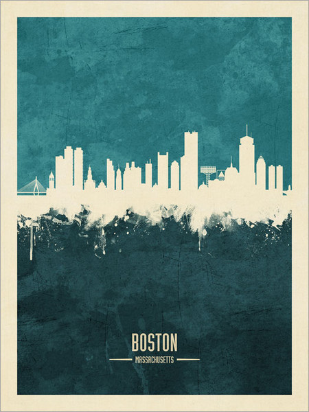 Boston Massachusetts Skyline Cityscape Poster Art Print