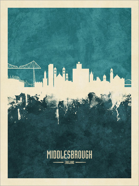 Middlesbrough England Skyline Cityscape Poster Art Print