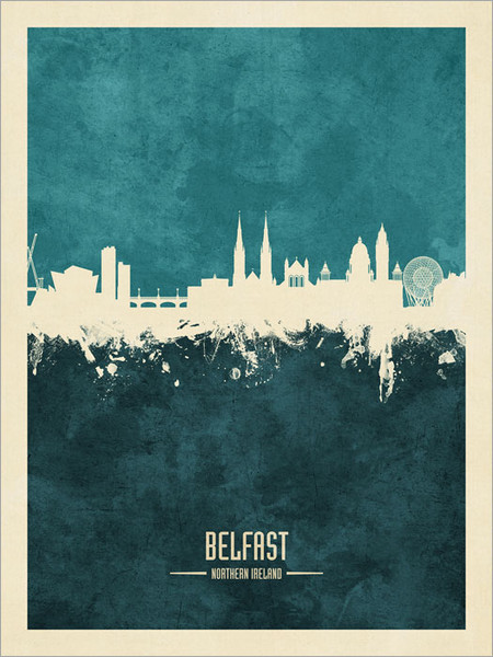 Belfast Northern Ireland Skyline Cityscape Poster Art Print