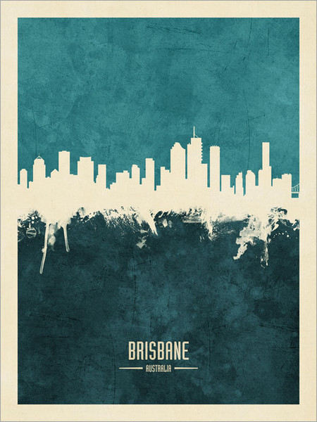 Brisbane Australia Skyline Cityscape Poster Art Print