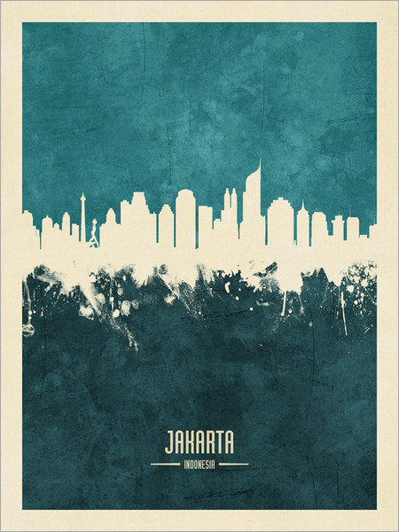 Jakarta Indonesia Skyline Cityscape Poster Art Print