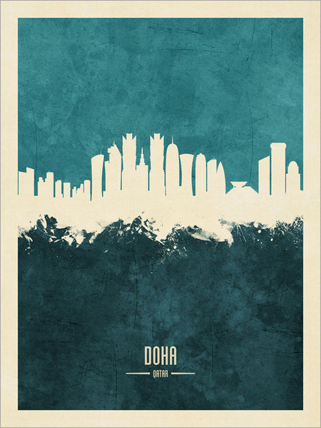 Doha Qatar Skyline Cityscape Poster Art Print