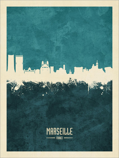 Marseille France Skyline Cityscape Poster Art Print