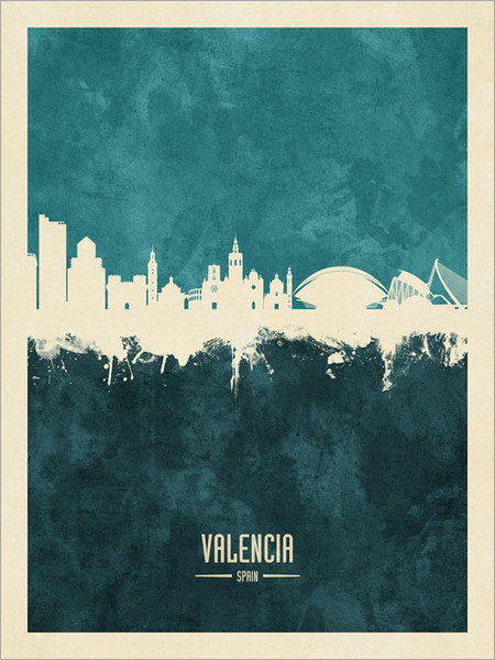 Valencia Spain Skyline Cityscape Poster Art Print