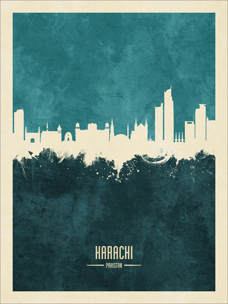 Karachi Pakistan Skyline Cityscape Poster Art Print