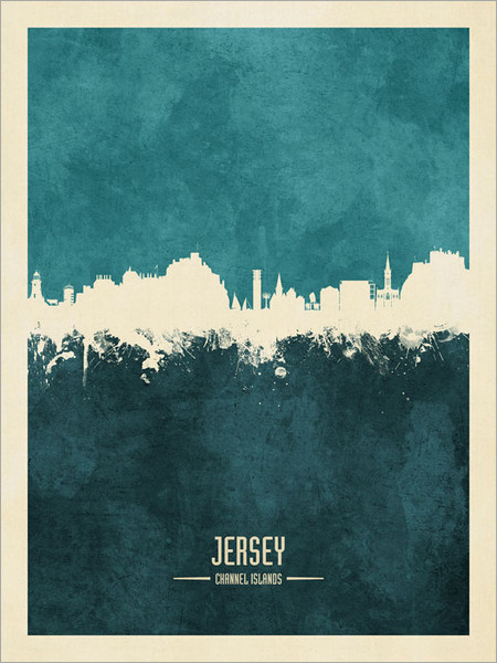 Jersey Channel Islands Skyline Cityscape Poster Art Print