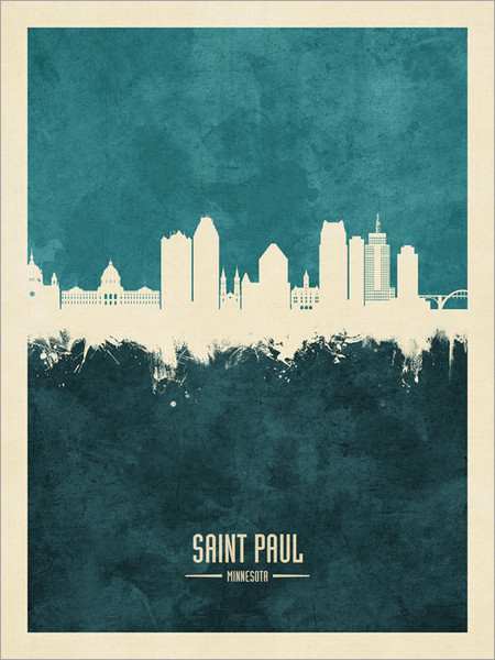 Saint Paul Minnesota Skyline Cityscape Poster Art Print