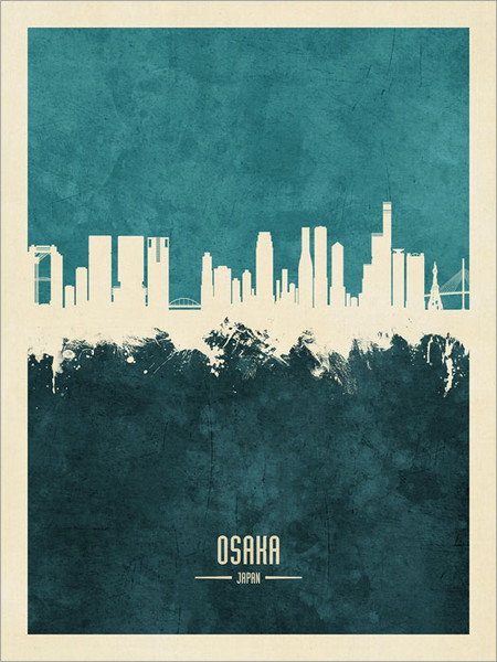 Osaka Japan Skyline Cityscape Poster Art Print