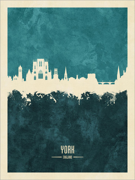 York England Skyline Cityscape Poster Art Print