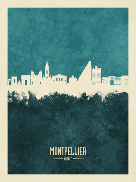Montpellier France Skyline Cityscape Poster Art Print