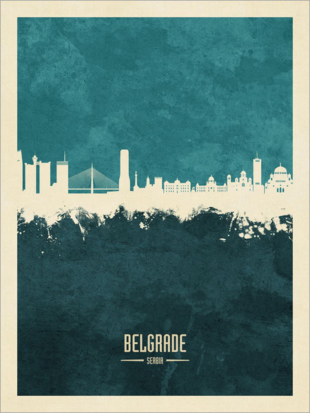 Belgrade Serbia Skyline Cityscape Poster Art Print