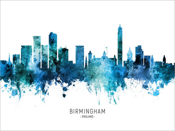 Birmingham England Skyline Cityscape Poster Art Print
