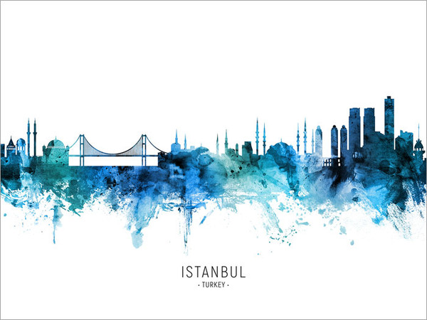 Istanbul Turkey Skyline Cityscape Poster Art Print
