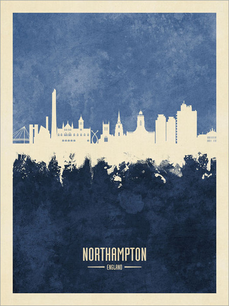 Northampton England Skyline Cityscape Poster Art Print