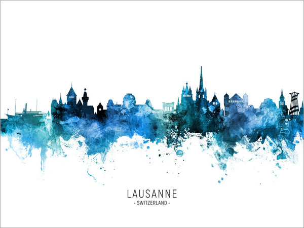 Lausanne Switzerland Skyline Cityscape Poster Art Print