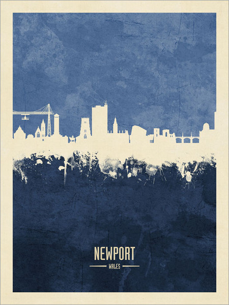 Newport Wales Skyline Cityscape Poster Art Print