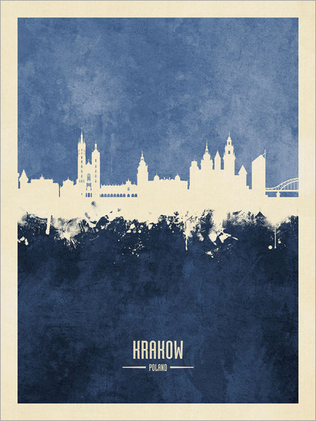 Krakow Poland Skyline Cityscape Poster Art Print